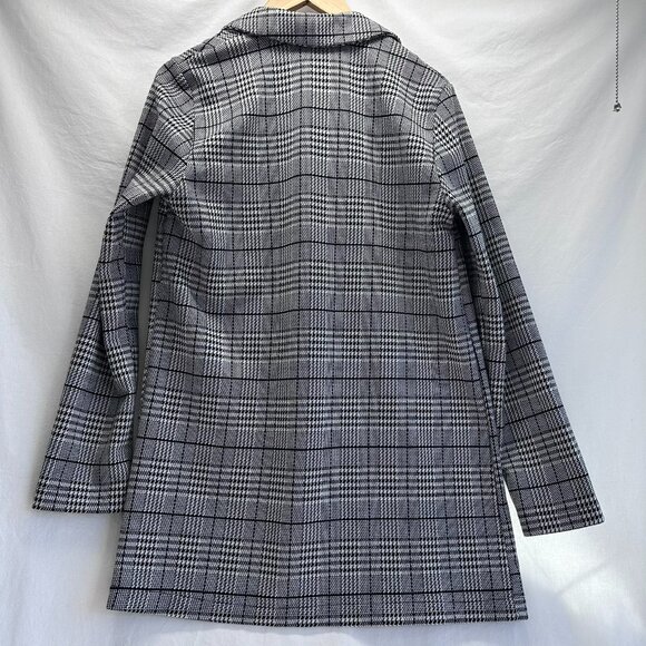 Divided Black and White Plaid Blazer Size XSmall Pockets 28 Inch Open Front - Picture 7 of 7